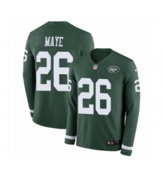 Men's Nike New York Jets #26 Marcus Maye Limited Green Therma Long Sleeve NFL Jersey