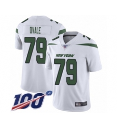Men's New York Jets #79 Brent Qvale White Vapor Untouchable Limited Player 100th Season Football Jersey