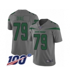 Youth New York Jets #79 Brent Qvale Limited Gray Inverted Legend 100th Season Football Jersey