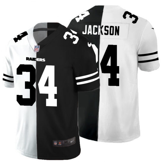 Men's Oakland Raiders #34 Bo Jackson Black White Limited Split Fashion ...