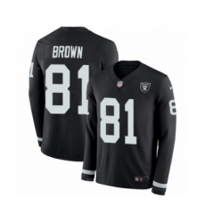 Men's Nike Oakland Raiders #81 Tim Brown Limited Black Therma Long Sleeve NFL Jersey
