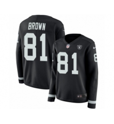 Women's Nike Oakland Raiders #81 Tim Brown Limited Black Therma Long Sleeve NFL Jersey
