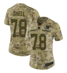 Women's Nike Oakland Raiders #78 Art Shell Limited Camo 2018 Salute to Service NFL Jersey