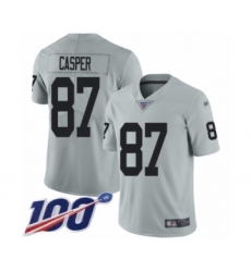 Youth Oakland Raiders #87 Dave Casper Limited Silver Inverted Legend 100th Season Football Jersey