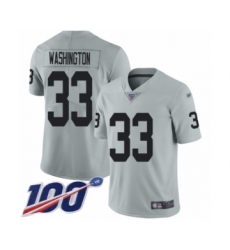 Youth Oakland Raiders #33 DeAndre Washington Limited Silver Inverted Legend 100th Season Football Jersey