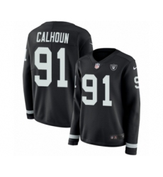 Women's Nike Oakland Raiders #91 Shilique Calhoun Limited Black Therma Long Sleeve NFL Jersey