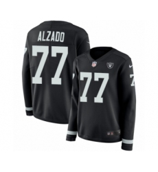 Women's Nike Oakland Raiders #77 Lyle Alzado Limited Black Therma Long Sleeve NFL Jersey