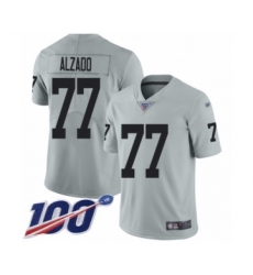 Youth Oakland Raiders #77 Lyle Alzado Limited Silver Inverted Legend 100th Season Football Jersey