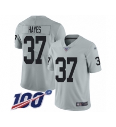Youth Oakland Raiders #37 Lester Hayes Limited Silver Inverted Legend 100th Season Football Jersey