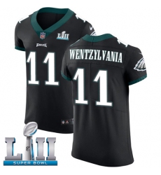 Men's Nike Philadelphia Eagles #11 Carson Wentz Elite Black Alternate Wentzylvania Super Bowl LII NFL Jersey