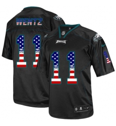 Men's Nike Philadelphia Eagles #11 Carson Wentz Elite Black USA Flag Fashion NFL Jersey