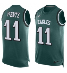 Men's Nike Philadelphia Eagles #11 Carson Wentz Limited Midnight Green Player Name & Number Tank Top NFL Jersey