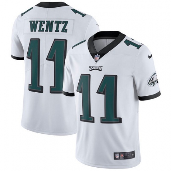Men's Nike Philadelphia Eagles #11 Carson Wentz White Vapor Untouchable Limited Player NFL Jersey