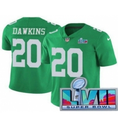 Men's Philadelphia Eagles #20 Brian Dawkins Limited Green Rush Super Bowl LVII Vapor Jersey