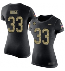 Women's Nike Pittsburgh Steelers #33 Merril Hoge Black Camo Salute to Service T-Shirt