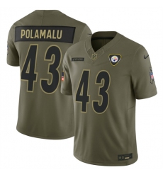 Men's Pittsburgh Steelers #43 Troy Polamalu Olive 2025 F.U.S.E. Salute to Service Limited Football Stitched Jersey
