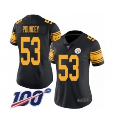 Women's Pittsburgh Steelers #53 Maurkice Pouncey Limited Black Rush Vapor Untouchable 100th Season Football Jersey