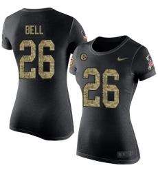 Women's Nike Pittsburgh Steelers #26 Le'Veon Bell Black Camo Salute to Service T-Shirt