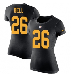 Women's Nike Pittsburgh Steelers #26 Le'Veon Bell Black Rush Pride Name & Number T-Shirt