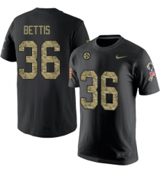 Nike Pittsburgh Steelers #36 Jerome Bettis Black Camo Salute to Service T-Shirt
