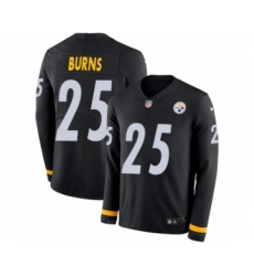 Men's Nike Pittsburgh Steelers #25 Artie Burns Limited Black Therma Long Sleeve NFL Jersey