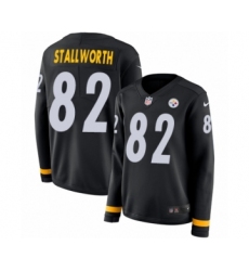 Women's Nike Pittsburgh Steelers #82 John Stallworth Limited Black Therma Long Sleeve NFL Jersey