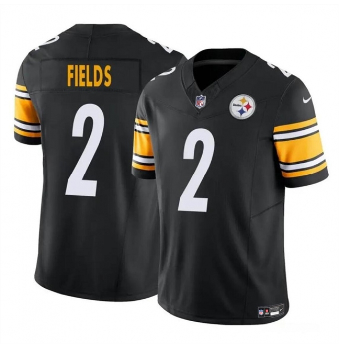 Men's Pittsburgh Steelers #2 Justin Fields Black F.U.S.E. Vapor Untouchable Limited Football Stitched Jersey