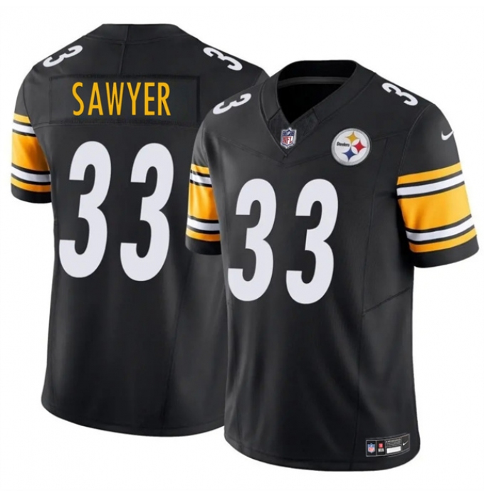 Men's Pittsburgh Steelers #33 Jack Sawyer Black 2025 Draft F.U.S.E. Vapor Limited Football Stitched Jersey