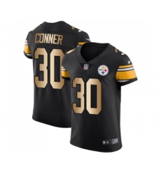 Men's Pittsburgh Steelers #30 James Conner Elite Black Gold Team Color Football Jersey