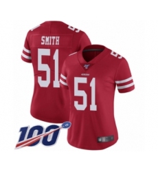 Women's San Francisco 49ers #51 Malcolm Smith Red Team Color Vapor Untouchable Limited Player 100th Season Football Jersey