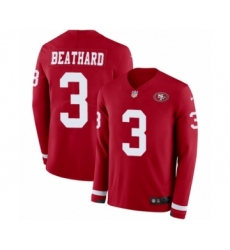 Youth Nike San Francisco 49ers #3 C. J. Beathard Limited Red Therma Long Sleeve NFL Jersey