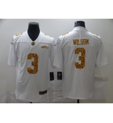 Men's Seattle Seahawks #3 Russell Wilson White Nike Leopard Print Limited Jersey
