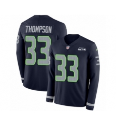 Men's Nike Seattle Seahawks #33 Tedric Thompson Limited Navy Blue Therma Long Sleeve NFL Jersey