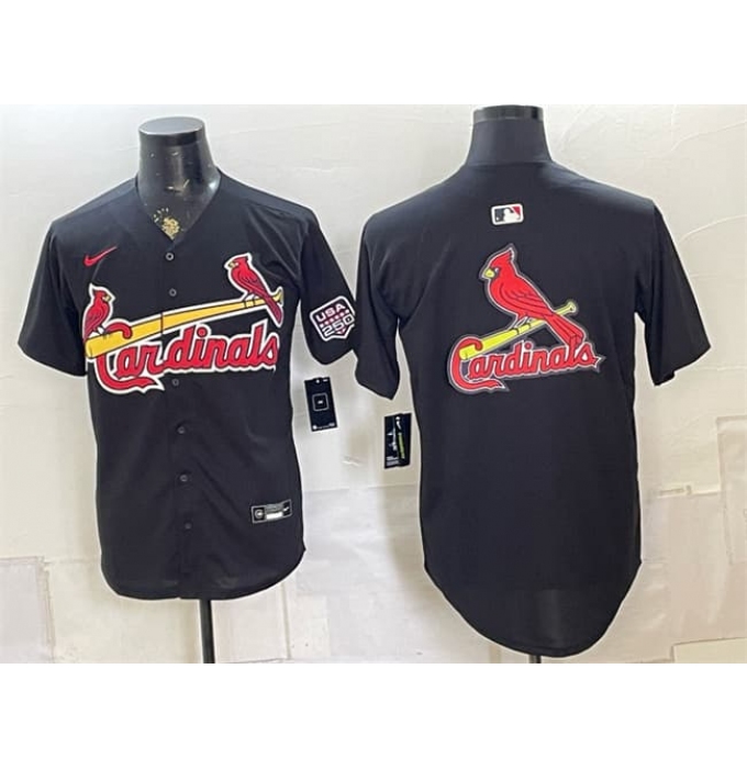 Men's St. Louis Cardinals Team Big Logo Black USA 250 Stitched Baseball Jersey