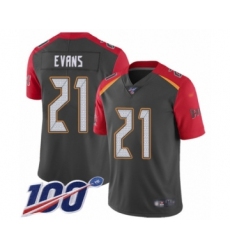 Youth Tampa Bay Buccaneers #21 Justin Evans Limited Gray Inverted Legend 100th Season Football Jersey