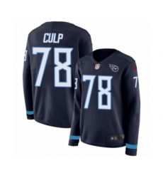 Women's Nike Tennessee Titans #78 Curley Culp Limited Navy Blue Therma Long Sleeve NFL Jersey