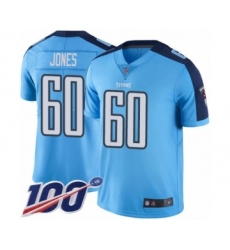 Youth Tennessee Titans #60 Ben Jones Limited Light Blue Rush Vapor Untouchable 100th Season Football Jersey
