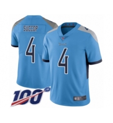 Men's Tennessee Titans #4 Ryan Succop Light Blue Alternate Vapor Untouchable Limited Player 100th Season Football Jersey