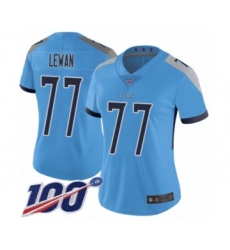 Women's Tennessee Titans #77 Taylor Lewan Light Blue Alternate Vapor Untouchable Limited Player 100th Season Football Jersey