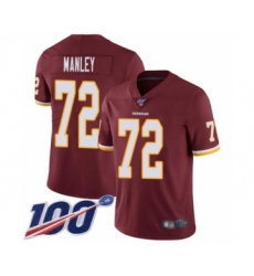 Men's Washington Redskins #72 Dexter Manley Burgundy Red Team Color Vapor Untouchable Limited Player 100th Season Football Jersey