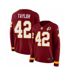 Women's Nike Washington Redskins #42 Charley Taylor Limited Burgundy Therma Long Sleeve NFL Jersey