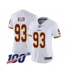 Women's Washington Redskins #93 Jonathan Allen White Vapor Untouchable Limited Player 100th Season Football Jersey