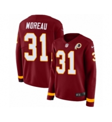 Women's Nike Washington Redskins #31 Fabian Moreau Limited Burgundy Therma Long Sleeve NFL Jersey