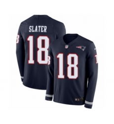 Youth Nike New England Patriots #18 Matthew Slater Limited Navy Blue Therma Long Sleeve NFL Jersey