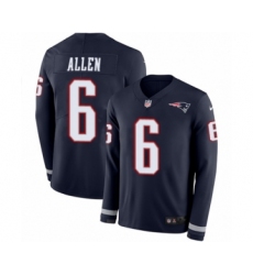 Men's Nike New England Patriots #6 Ryan Allen Limited Navy Blue Therma Long Sleeve NFL Jersey