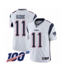 Men's New England Patriots #11 Drew Bledsoe White Vapor Untouchable Limited Player 100th Season Football Jersey