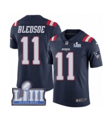 Men's Nike New England Patriots #11 Drew Bledsoe Limited Navy Blue Rush Vapor Untouchable Super Bowl LIII Bound NFL Jersey