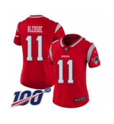 Women's New England Patriots #11 Drew Bledsoe Limited Red Inverted Legend 100th Season Football Jersey