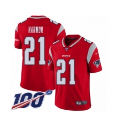 Men's New England Patriots #21 Duron Harmon Limited Red Inverted Legend 100th Season Football Jersey