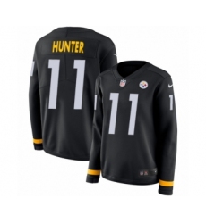 Women's Nike Pittsburgh Steelers #11 Justin Hunter Limited Black Therma Long Sleeve NFL Jersey